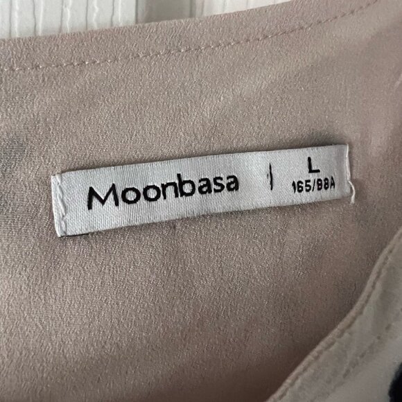 Moonbasa Beige Black Floral Sleeveless Shift Dress Boho Chic Large - Picture 2 of 3